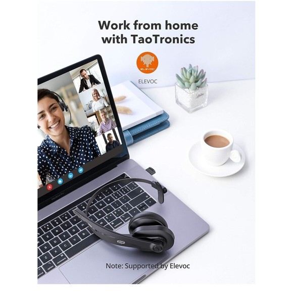 TaoTronics Bluetooth Headset with Microphone, Wireless Headset with USB Adapter - Picture 3 of 11